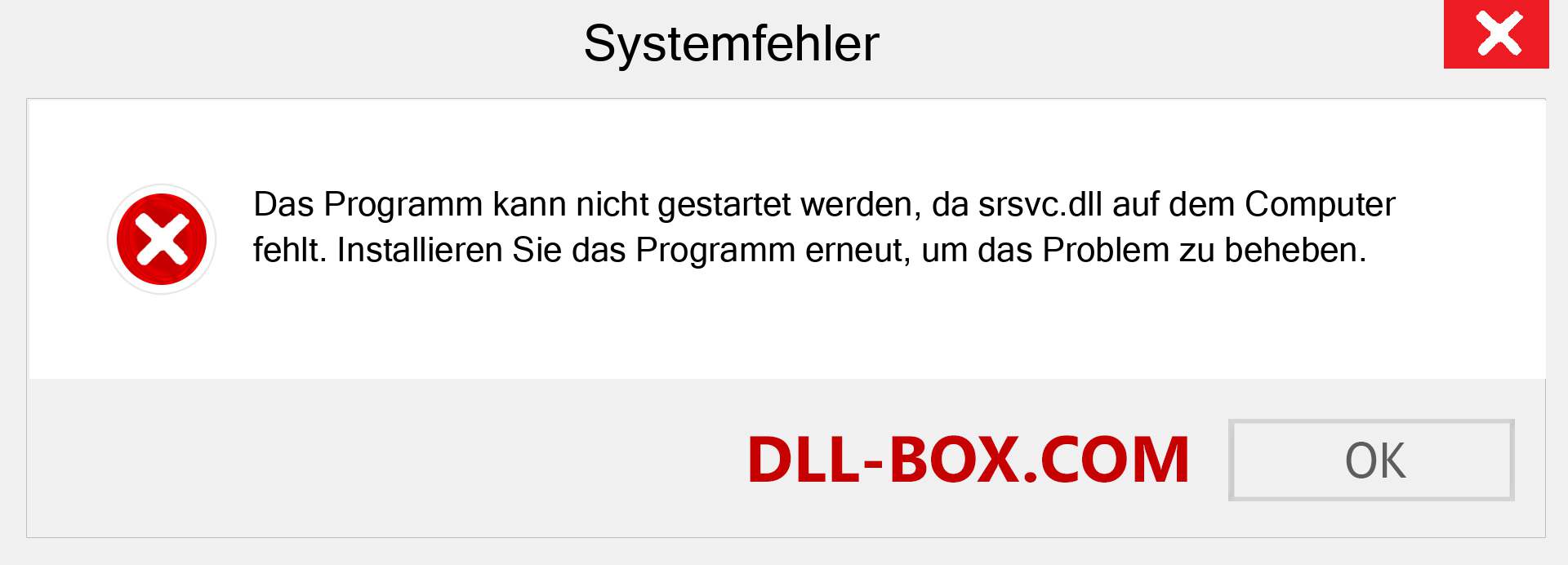 srsvc.dll-Datei fehlt?. Download für Windows 7, 8, 10 - Fix srsvc dll Missing Error unter Windows, Fotos, Bildern