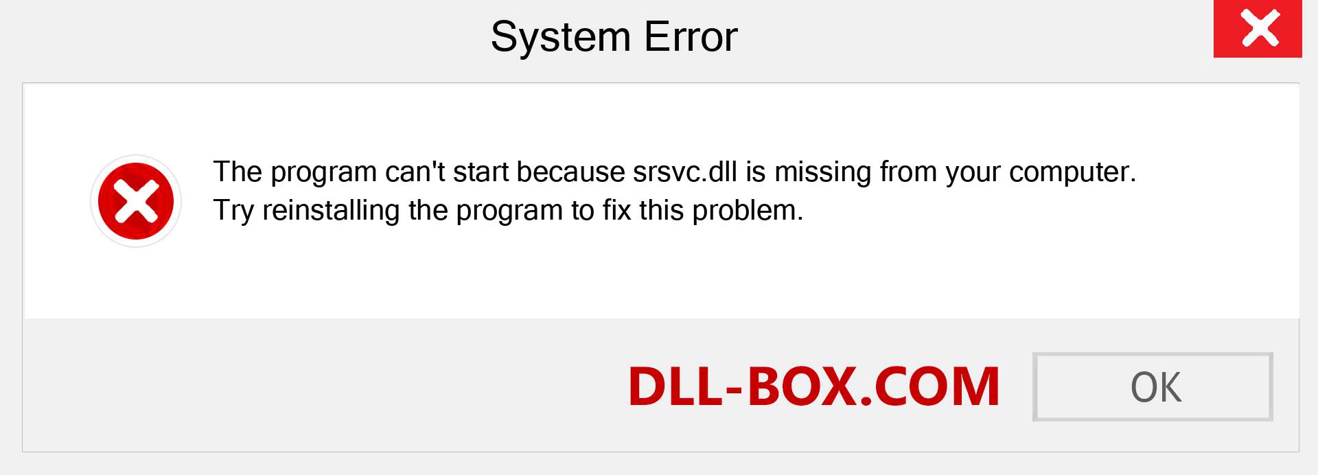  srsvc.dll file is missing?. Download for Windows 7, 8, 10 - Fix  srsvc dll Missing Error on Windows, photos, images