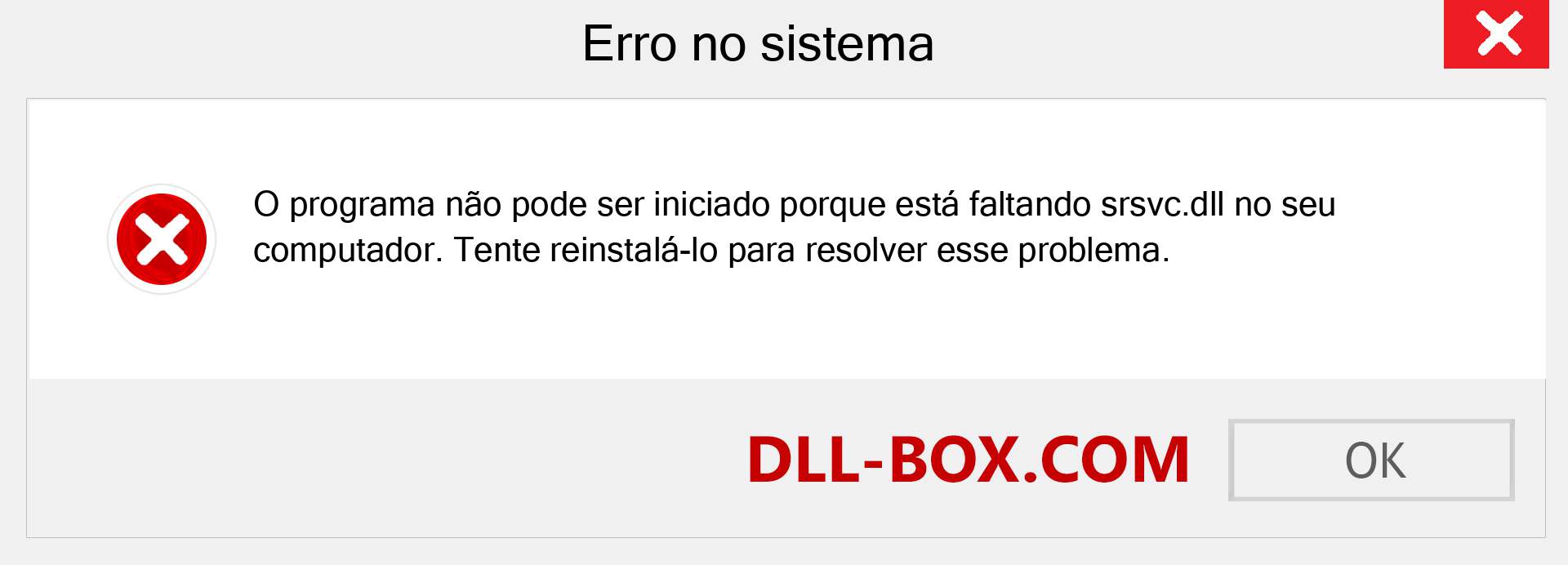 Arquivo srsvc.dll ausente ?. Download para Windows 7, 8, 10 - Correção de erro ausente srsvc dll no Windows, fotos, imagens